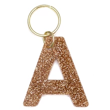 LUCKY FEATHER GLITTER LETTER KEYCHAIN