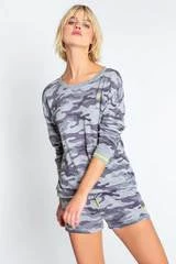 P.J.SALVAGE P.J. SALVAGE LONG SLEEVE NEON GREY TOP