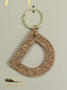 LUCKY FEATHER GLITTER LETTER KEYCHAIN