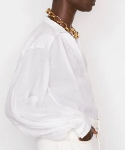 FRAME KAFTAN POPOVER BLOUSE BLANC NEW ARRIVALS