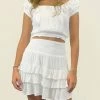 SURF GYPSY SWISS DOT PLEATED RUFFLE TOP