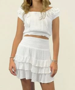 SURF GYPSY SWISS DOT PLEATED RUFFLE TOP