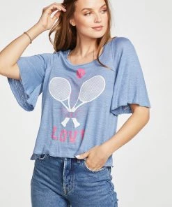 Shop Doll OC TOPS CHASER TENNIS LOVE LINEN TEE