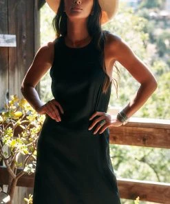 NEW ARRIVALS CHASER STRETCH SILK MIDI DRESS