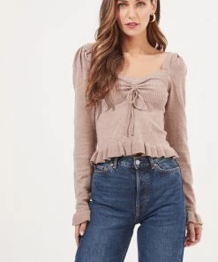 ASTR MATTIE CINCHED RUFFLE SWEATER NEW ARRIVALS