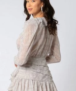 OLIVACEOUS SHADES OF GREY RUFFLE DRESS NEW ARRIVALS