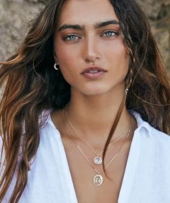 JEWELRY ELIZABETH STONE CRESCENT BAGUETTE CHARM NECKLACE