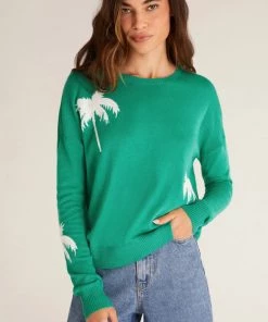 Z SUPPLY NEW ARRIVALS LARISA PALM TREE SWEATER