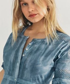 LOVESHACKFANCY NEW ARRIVALS LOVSHACKFANCY EDIE DRESS WASHED DENIM