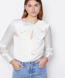 FRAME TWIST NECK LONG SLEEVE TOP