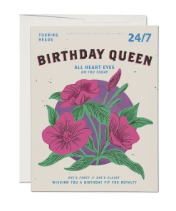 RED CAP BIRTHDAY QUEEN CARD