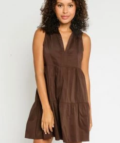 NEW ARRIVALS OLIVACEOUS TIERED TANK DRESS