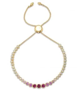 TAI JEWLERY JEWELRY TAI RED GRADUATED STONE GOLD BOLO BRACELET