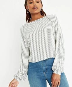 PROJECT SOCIAL TEE PROJECT SOCIAL T RAW STRIPED COZY TOP TOPS