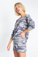 P.J.SALVAGE P.J. SALVAGE LONG SLEEVE NEON GREY TOP