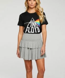 CHASER COZY RIB FLOUNCY TIERED MINI SKIRT