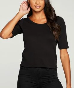 CHASER VINTAGE RIB CROPPED SHORT SLEEVE SCOOP BACK TEE NEW ARRIVALS