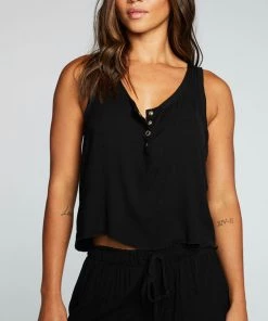 CHASER HEIRLOOM WOVENS SNAP FRONT RACERBACK HENLEY