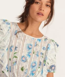 LOVESHACKFANCY NATASHA MINI DRESS BLUEBERRY CLOUD