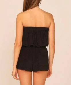 NEW ARRIVALS OCEAN DRIVE TERRY CLOTH STRAPLESS ROMPER W/ TIES