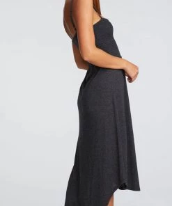 CHASER TRIBLEND JERSEY SMOCKED MIDI SUNDRESS