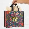 GIFTS NATURAL LIFE MEDIUM TEAL GOLD FLORAL HAPPY BAG