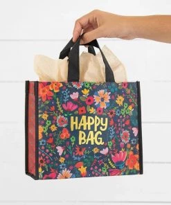 GIFTS NATURAL LIFE MEDIUM TEAL GOLD FLORAL HAPPY BAG