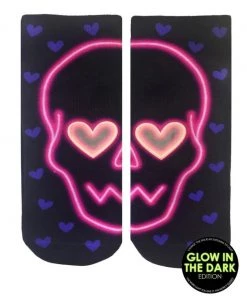 LIVING ROYAL LOVE SKULL GLOW ANKLE SOCK 54349