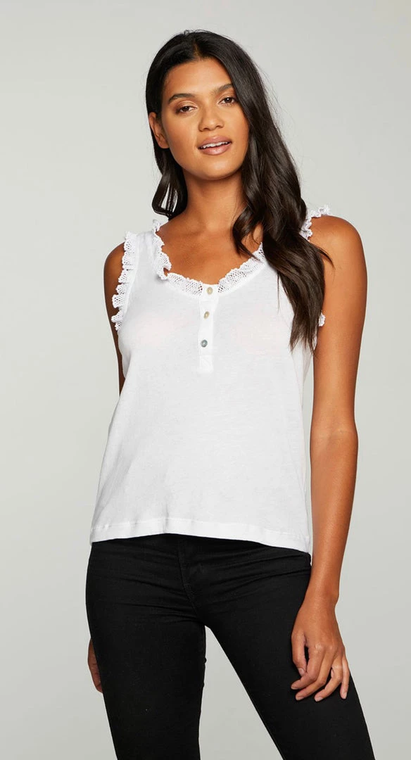 CHASER JERSEY MESH RUFFLE DOUBLE SCOOP TANK TOPS 3 CHASER JERSEY MESH RUFFLE DOUBLE SCOOP TANK TOPS