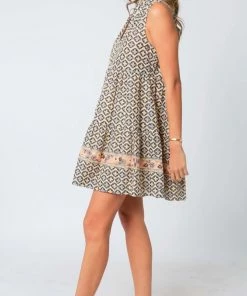 OLIVACEOUS HIGH COLLARED MINI DRESS