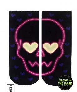 LIVING ROYAL LOVE SKULL GLOW ANKLE SOCK 54349