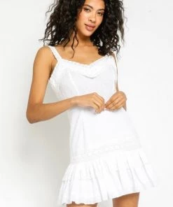 DRESSES OLIVACEOUS DOT RUFFLE DRESS