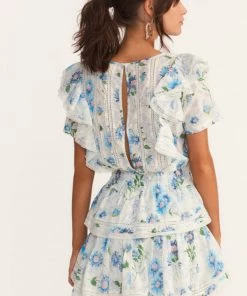 LOVESHACKFANCY NATASHA MINI DRESS BLUEBERRY CLOUD