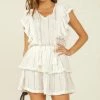 SURF GYPSY SMOCKED STRIPE RUFFLE DRESS