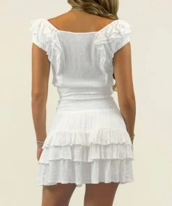 SURF GYPSY SWISS DOT PLEATED RUFFLE TOP