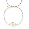 TAI WHITE GLASS BEAD BRACELET W/ANCHOR CHARM