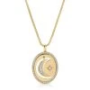 JEWELRY ELIZABETH STONE CRESCENT BAGUETTE CHARM NECKLACE
