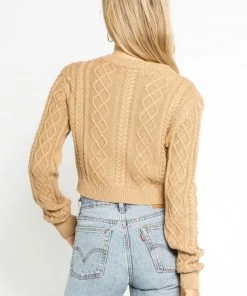 OLIVACEOUS CABE KNIT CROPPED SWEATER NEW ARRIVALS
