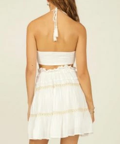 NEW ARRIVALS SURF GYPSY CROCHET KNIT CUTOUT RUFFLE DRESS