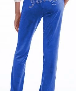 JUICY COUTURE EMBELLISHED VELOUR PANT MING BLUE