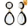 JEWELRY TAI ENAMEL BEZEL CZ DROP EARRINGS