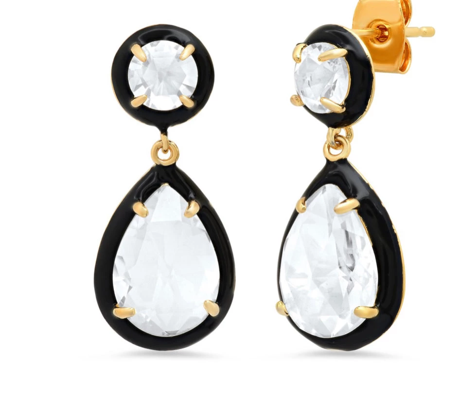 JEWELRY TAI ENAMEL BEZEL CZ DROP EARRINGS 3 JEWELRY TAI ENAMEL BEZEL CZ DROP EARRINGS