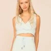 NEW ARRIVALS OCEAN DRIVE TERRY CLOTH SURPLICE TOP W/ SMOCKED WAIST