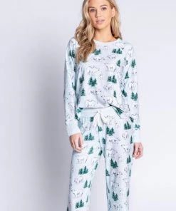 P.J. SALVAGE THERMAL VELOUR POLAR PRINT PANTS