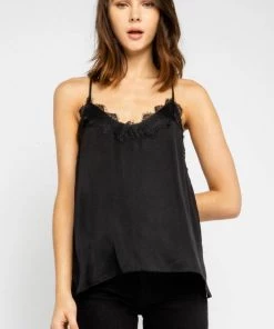 OLIVACEOUS LACE TRIM RACERBACK CAMISOLE TOPS