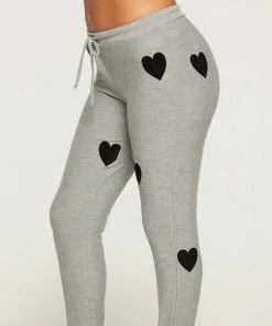 CHASER FLOCKED HEARTS DRAWSTRING JOGGER