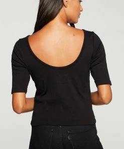 CHASER VINTAGE RIB CROPPED SHORT SLEEVE SCOOP BACK TEE NEW ARRIVALS