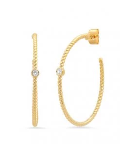 TAI TWIST HOOPS W/CZ ACCENT
