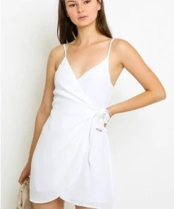 NEW ARRIVALS OLIVACEOUS WRAP SKIRT DRESS