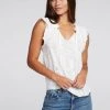 CHASER SLUB RUFFLE PEASANT TOP